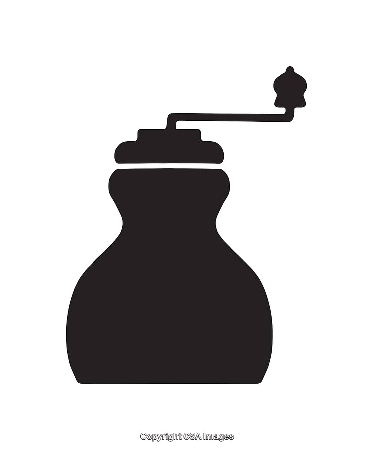 Black and White Silhouette of a Traditional Coffee Grinder