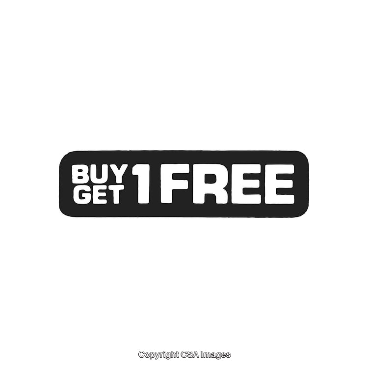 Buy One Get One Free Promotion Label on White Background