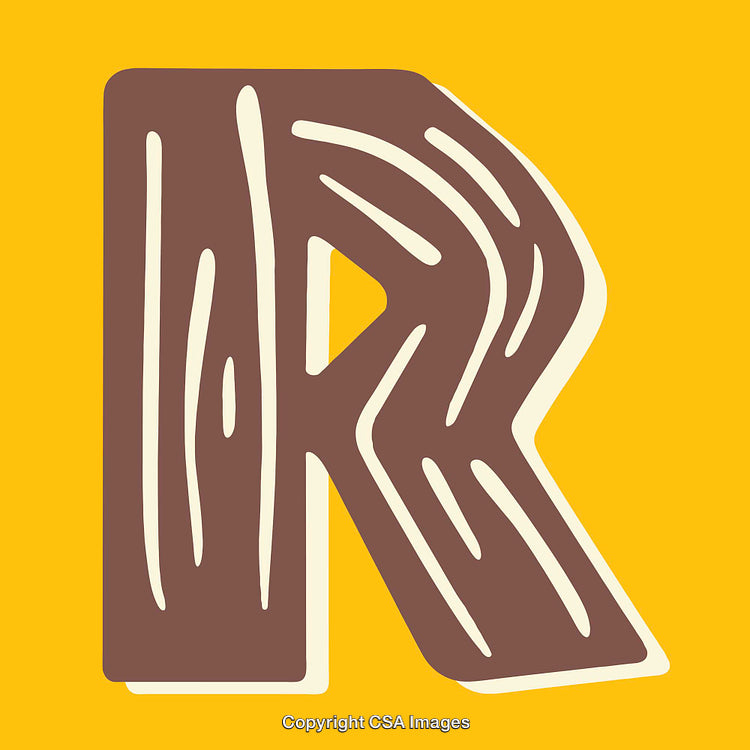 Creative Illustration of the Letter R in a Wooden Style Design