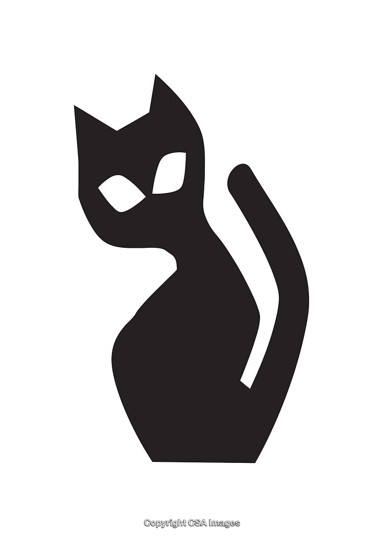 Silhouette Illustration of a Cat in Black and White Icon Style