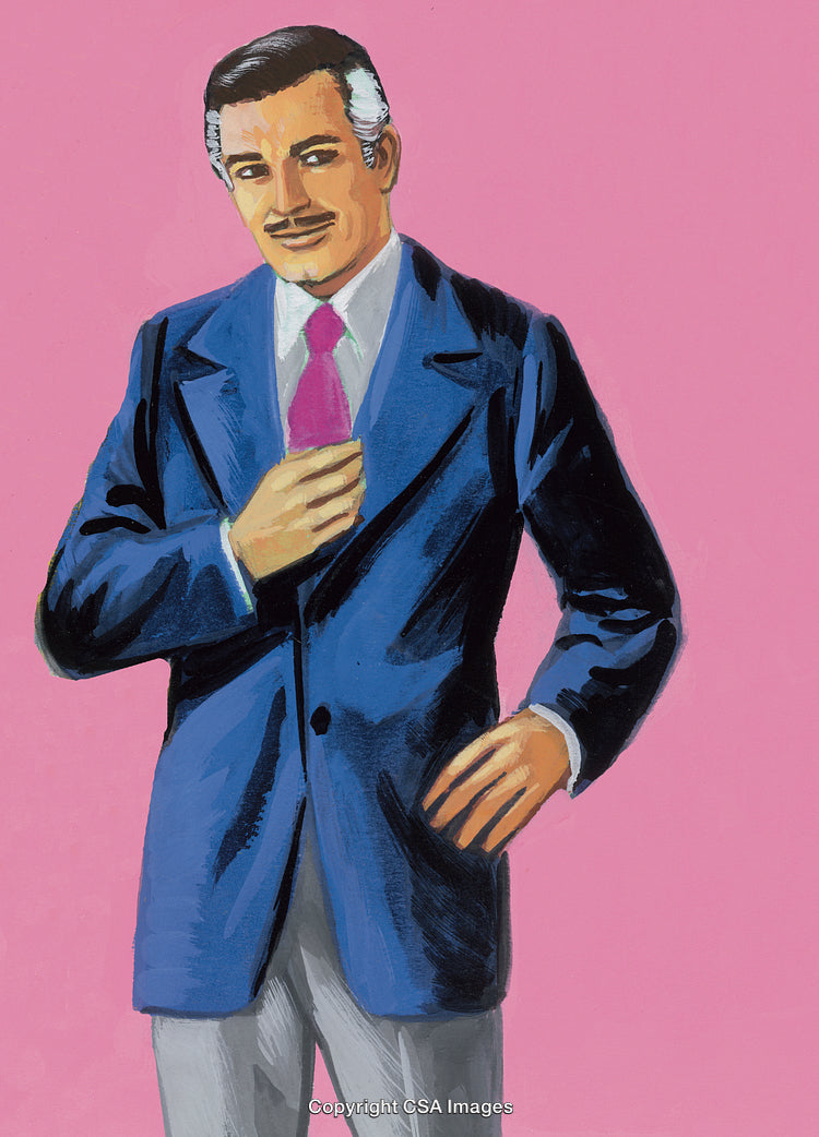 Elegant Man in Formal Suit Against a Colorful Retro Style Background