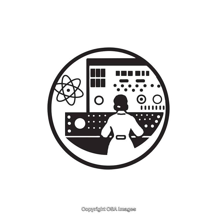 Scientist Working with Control Panel in Research Lab Icon