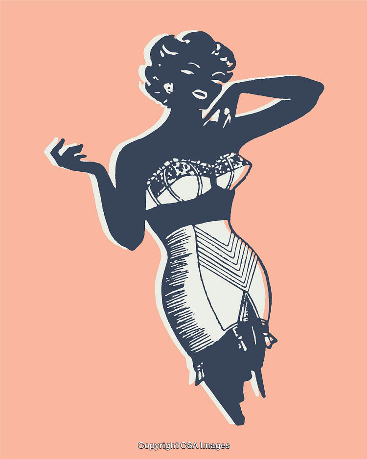Retro Styled Color Illustration of a Woman in Vintage Attire