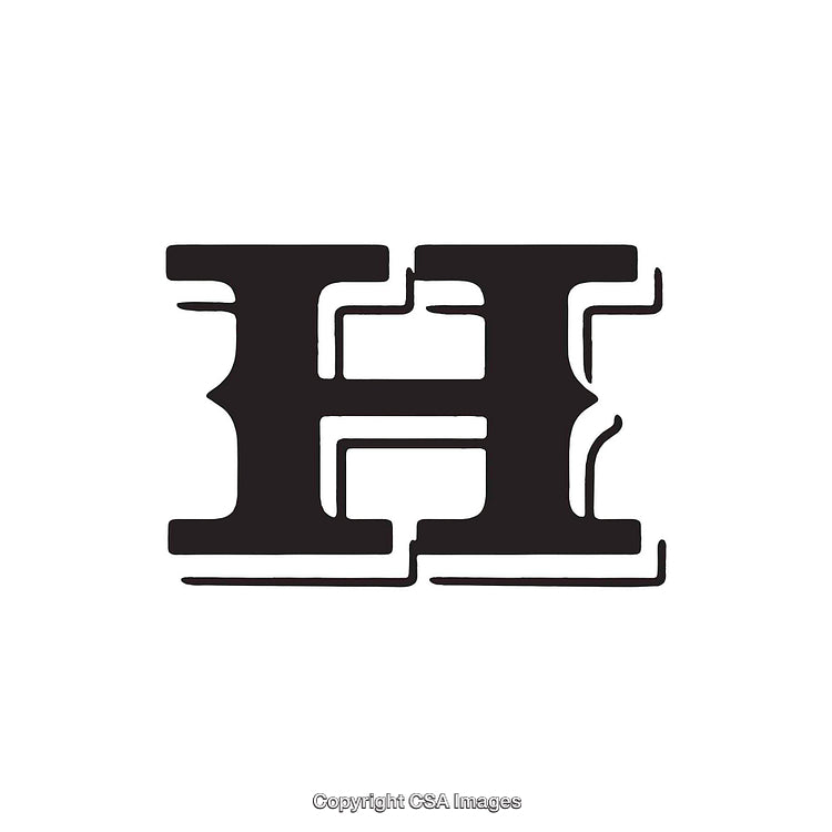Black Bold Letter H in Creative Vintage Serif Font Design
