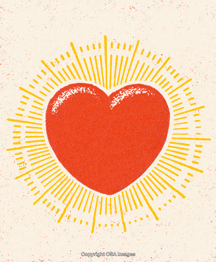 Radiant Red Heart Symbolizing Love with Vibrant Glow and Rays