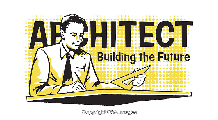 Architect Illustration with Geometric Tools Highlighting Innovation and Design
