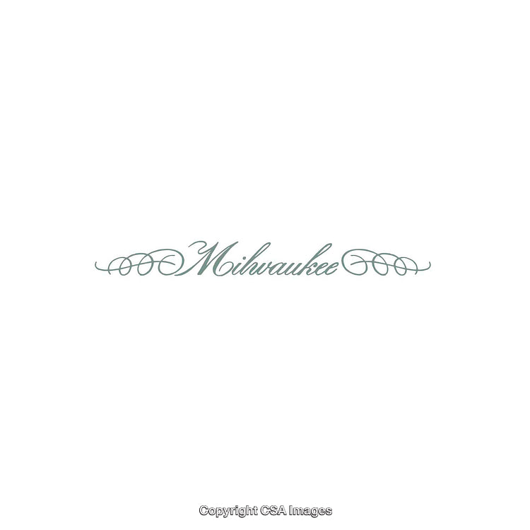 Elegant Illustrated Calligraphy Featuring the Word Milwaukee in Sage Green