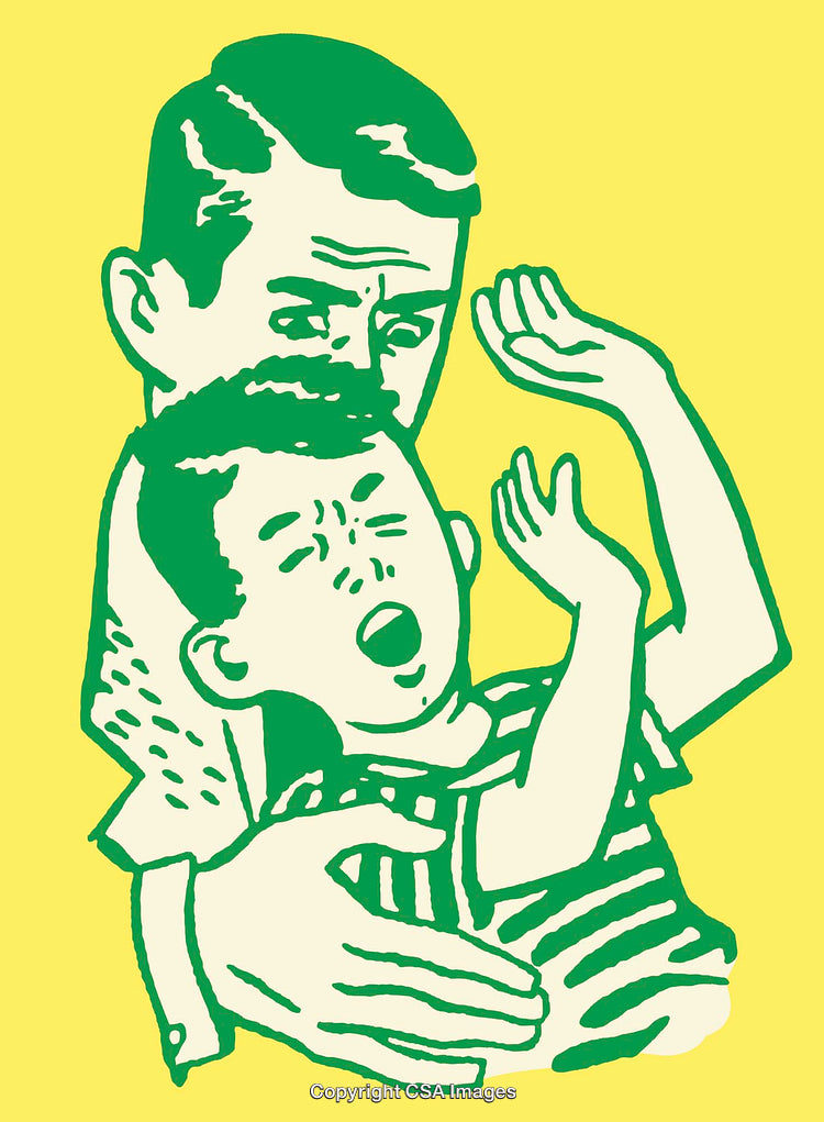 Colorful Line Art Illustration of Father and Child Interaction