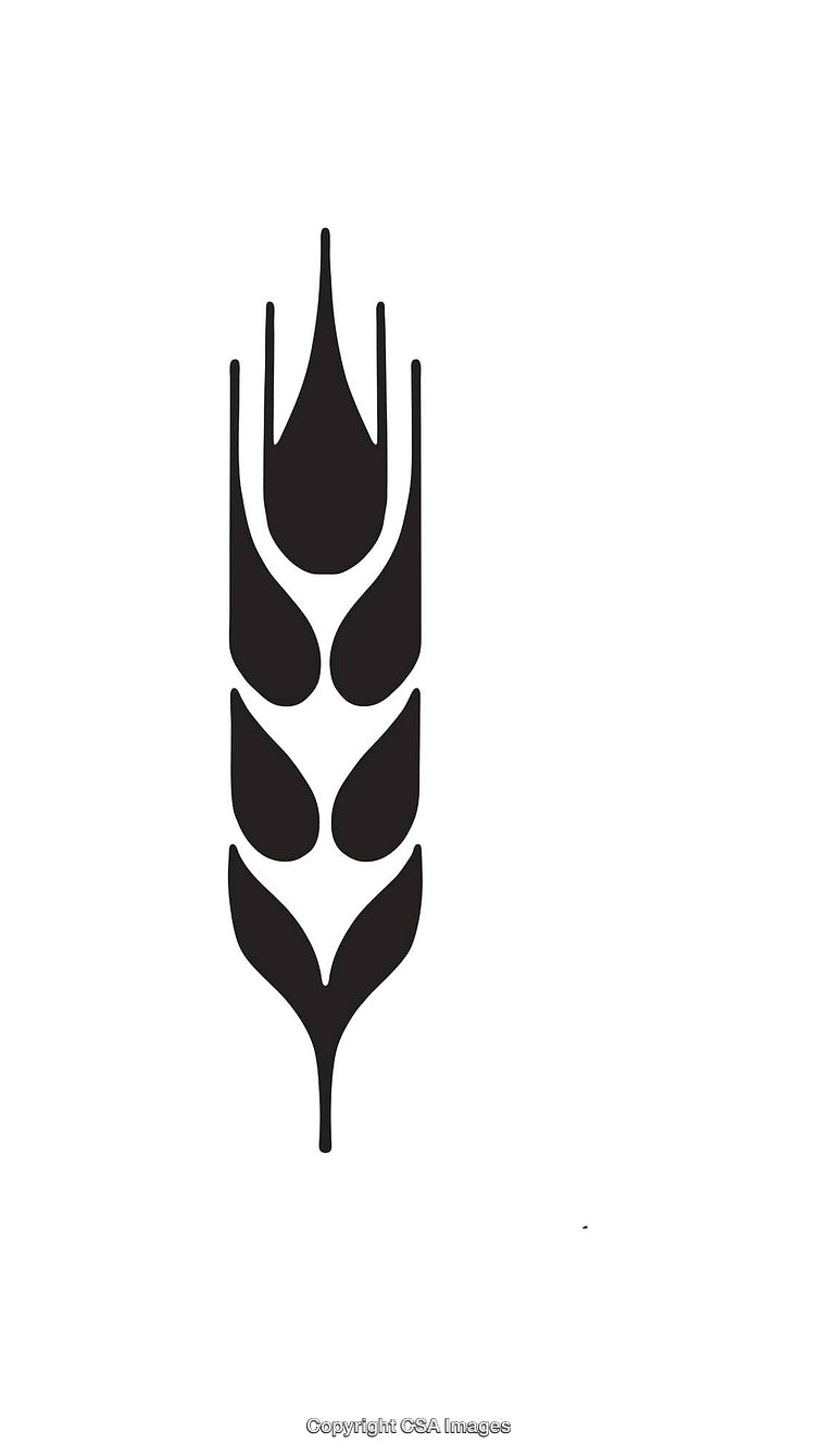 Simple Black and White Wheat Icon with Minimalist Style on White Background