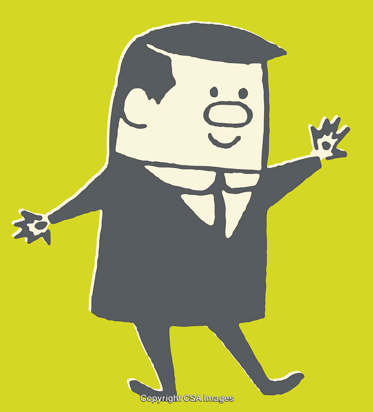 Cartoon Style Funny Businessman Illustration on Bright Background
