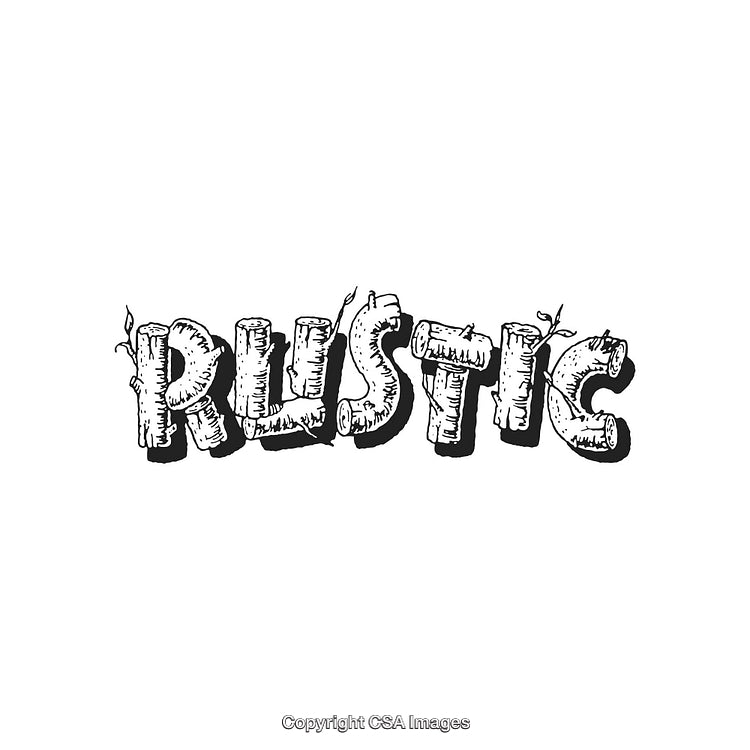 Rustic Wood Style Typography on White Background with Artistic Lettering Design