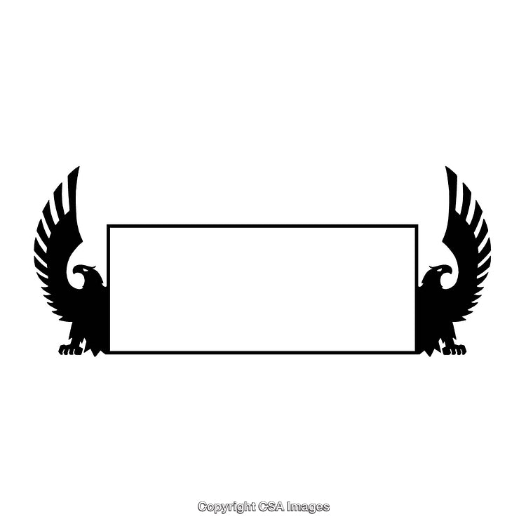 Elegant Black and White Decorative Border with Dual Winged Creatures