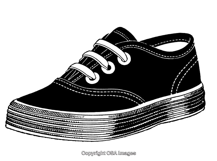 Detailed Black and White Engraving of a Classic Sneaker