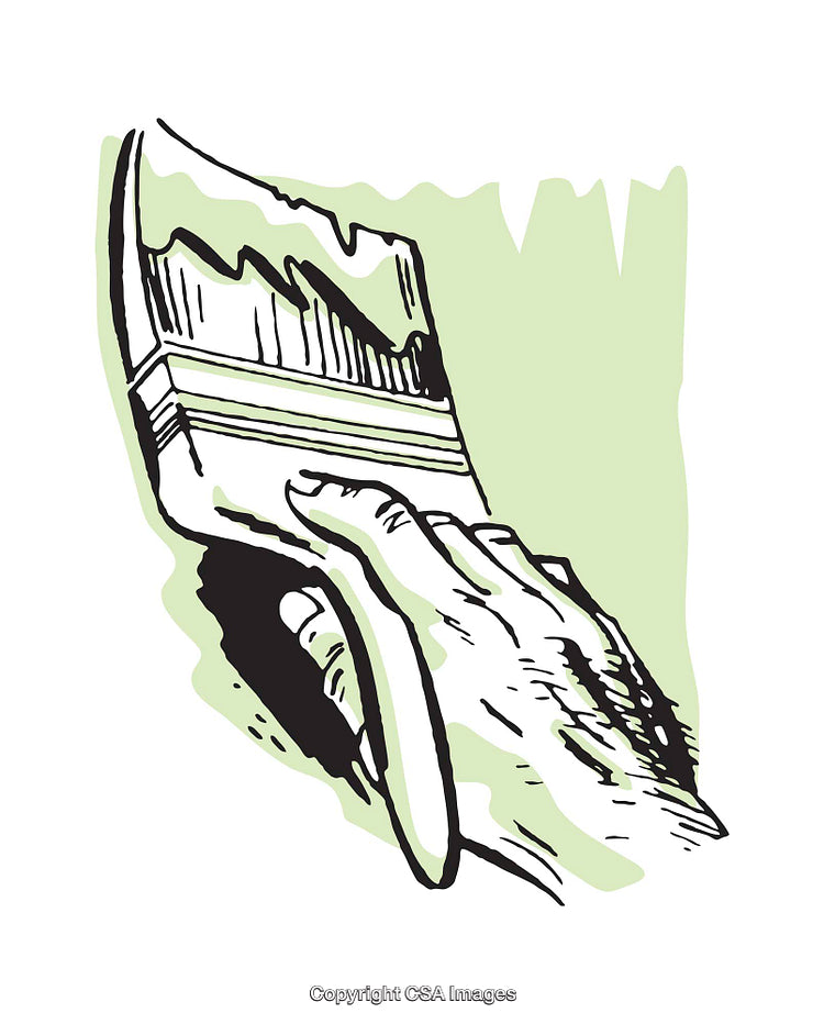 Illustration of a Hand with Paintbrush on Abstract Background