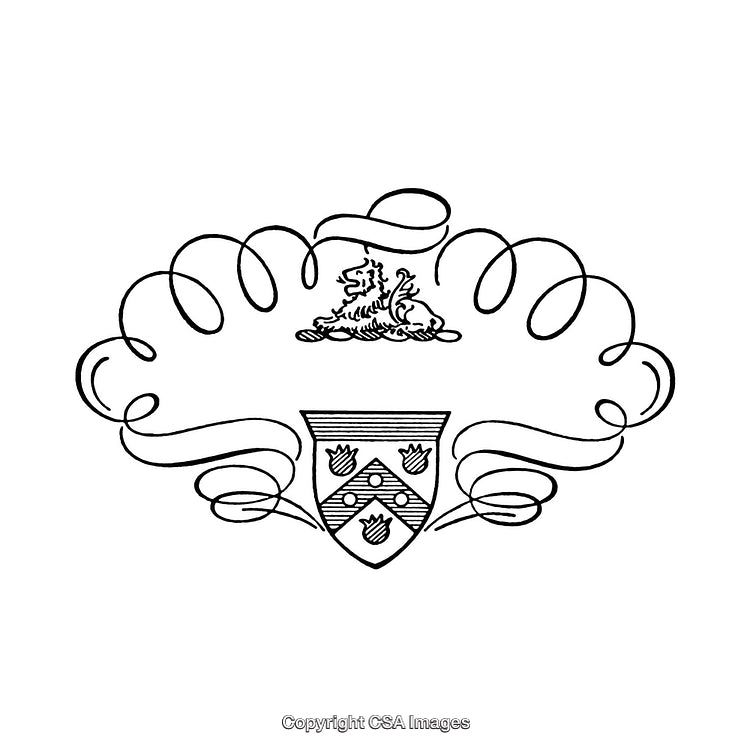 Elegant Black and White Ornamental Crest Design with Intricate Details