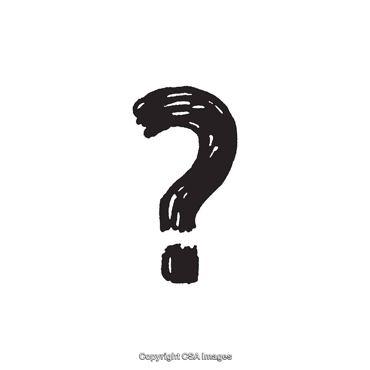 Bold Black Brushstroke Rendering of a Question Mark Symbol