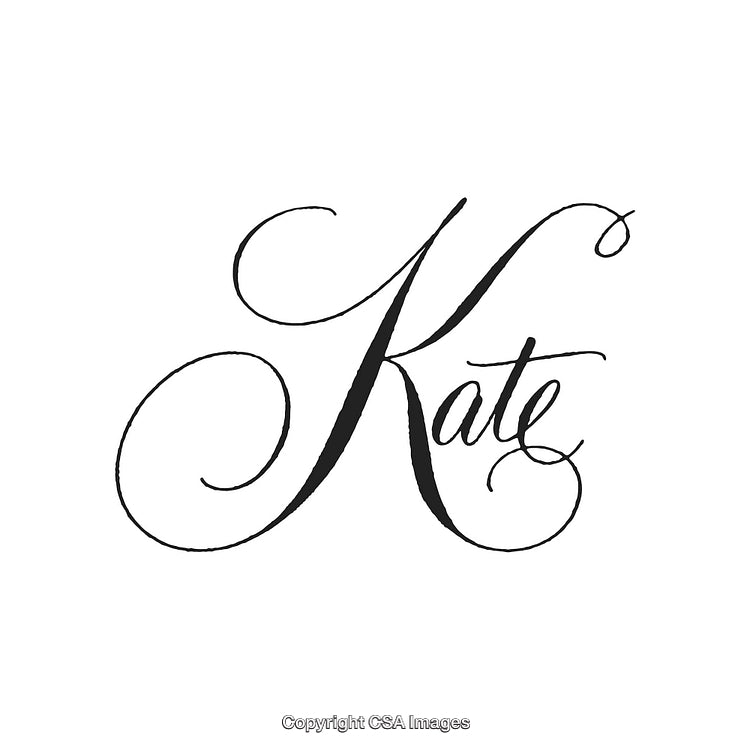 Elegant Handwritten Script Showing the Name Kate on White Background
