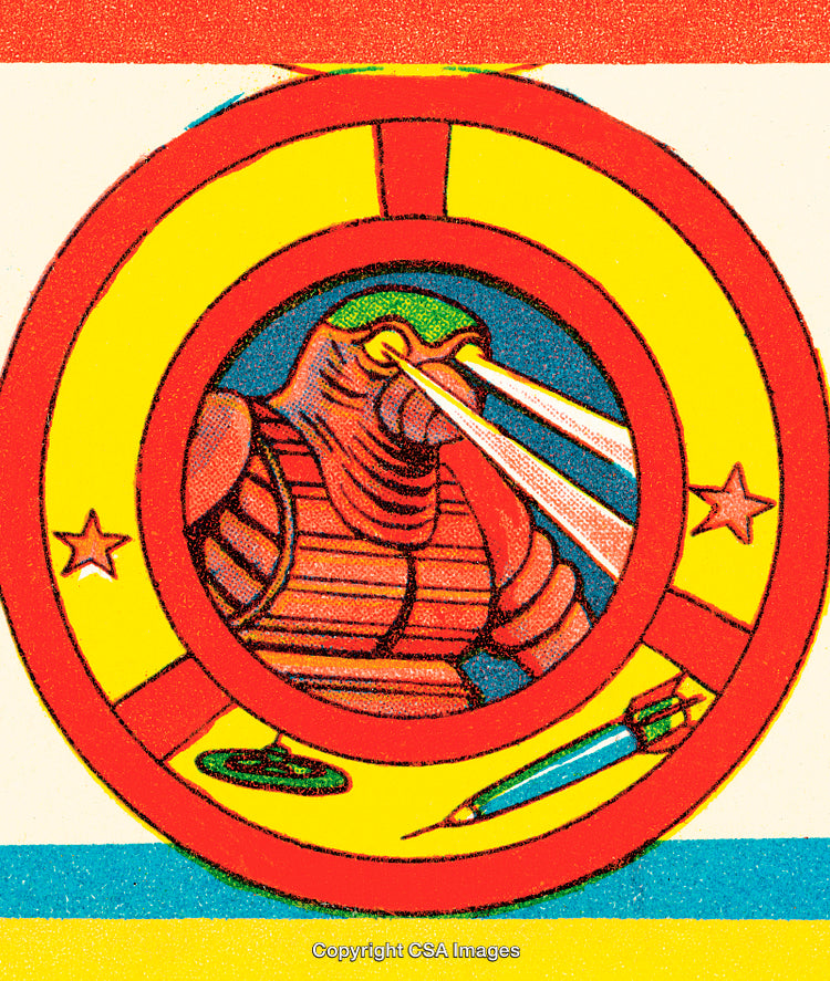 Colorful Retro Futuristic Illustration of a Character With Laser Vision