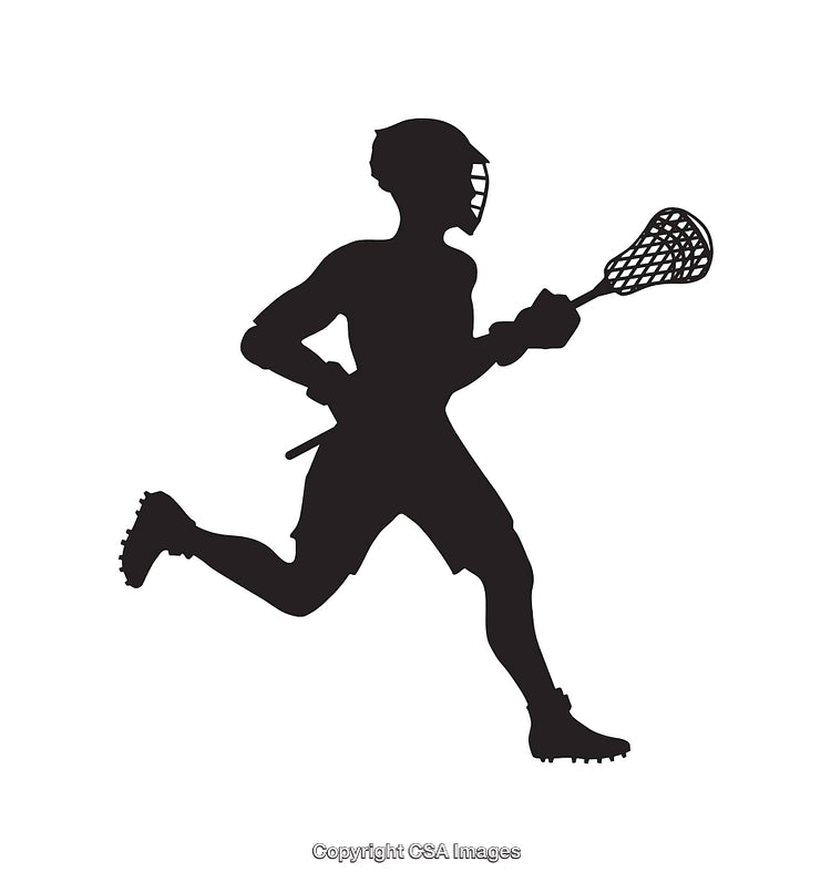 Black and White Silhouette of a Male Lacrosse Player in Action