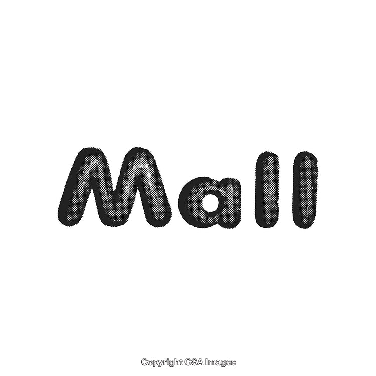 Retro Black and White Halftone Text Design With a Playful Mall Theme
