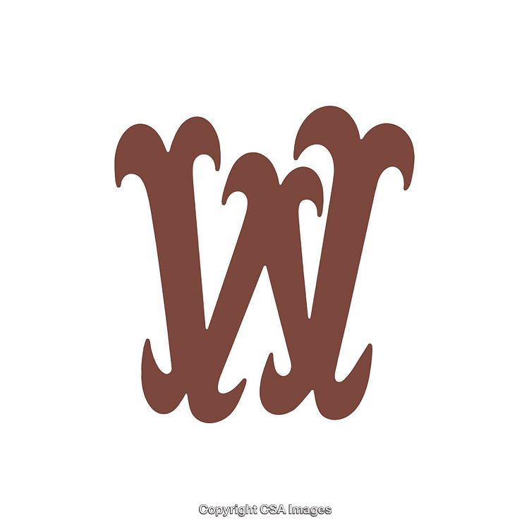 Elegant Brown Calligraphic Letter W Design on White Background