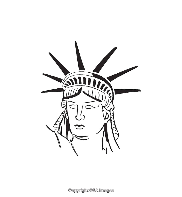 Black and White Drawing of the Statue of Liberty Symbol