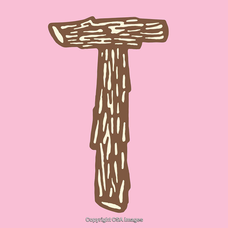 Artistic Representation of the Letter T in Wooden Style
