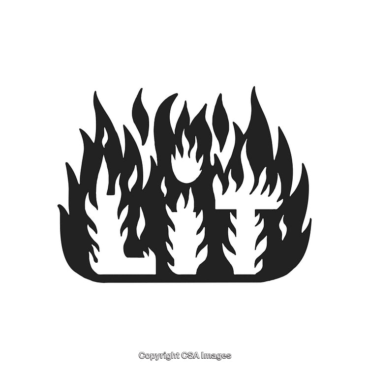 Fire-Inspired Typography Featuring the Word Lit Designed in Flames Style