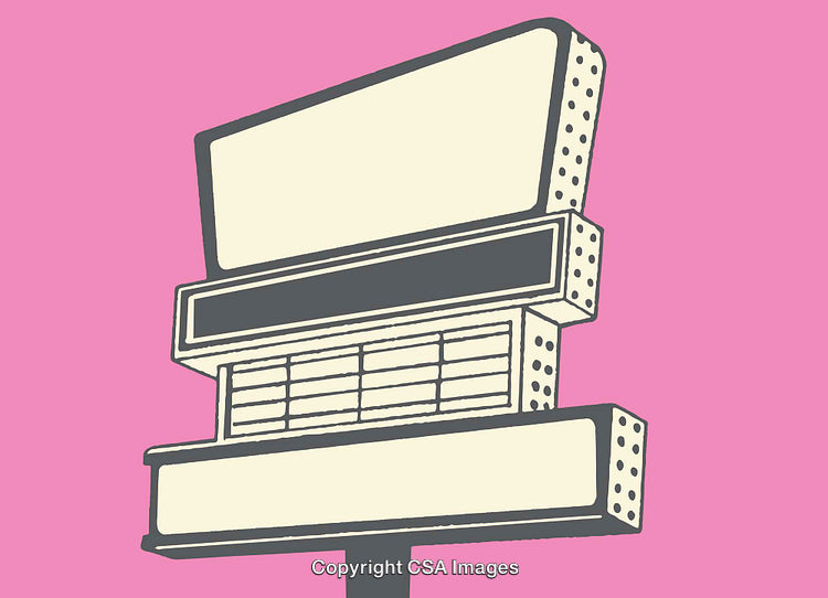 Vintage Banner Sign on Pink Background in a Retro Illustration Style