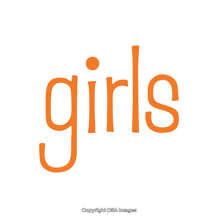 Minimalist Orange Typography Spelling the Word 'Girls' on a White Background