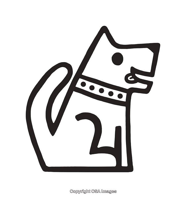 Minimalist Black And White Line Art Illustration of a Dog with Collar