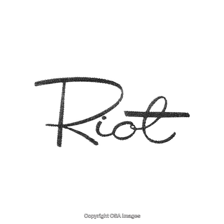 Text Illustration Featuring the Word Riot in Artistic Handwritten Style Design