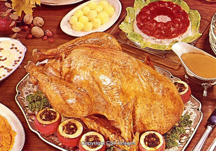 Traditional Thanksgiving Feast with Roasted Turkey and Autumn Accompaniments
