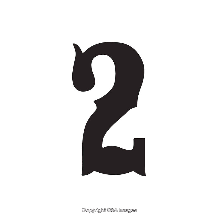 Stylized Black Number Two Illustration on a White Background