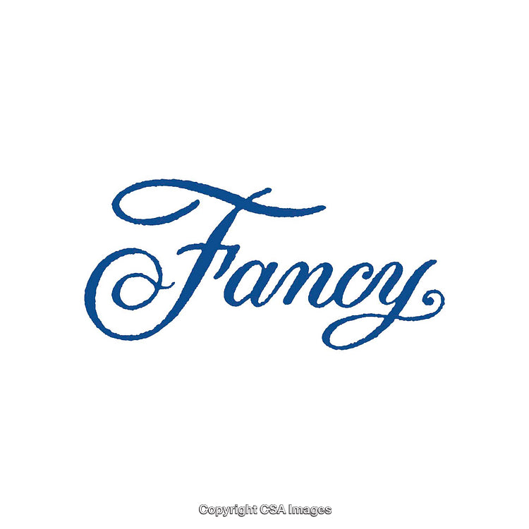 Elegant Calligraphy Display Featuring the Word 'Fancy' in Blue Script