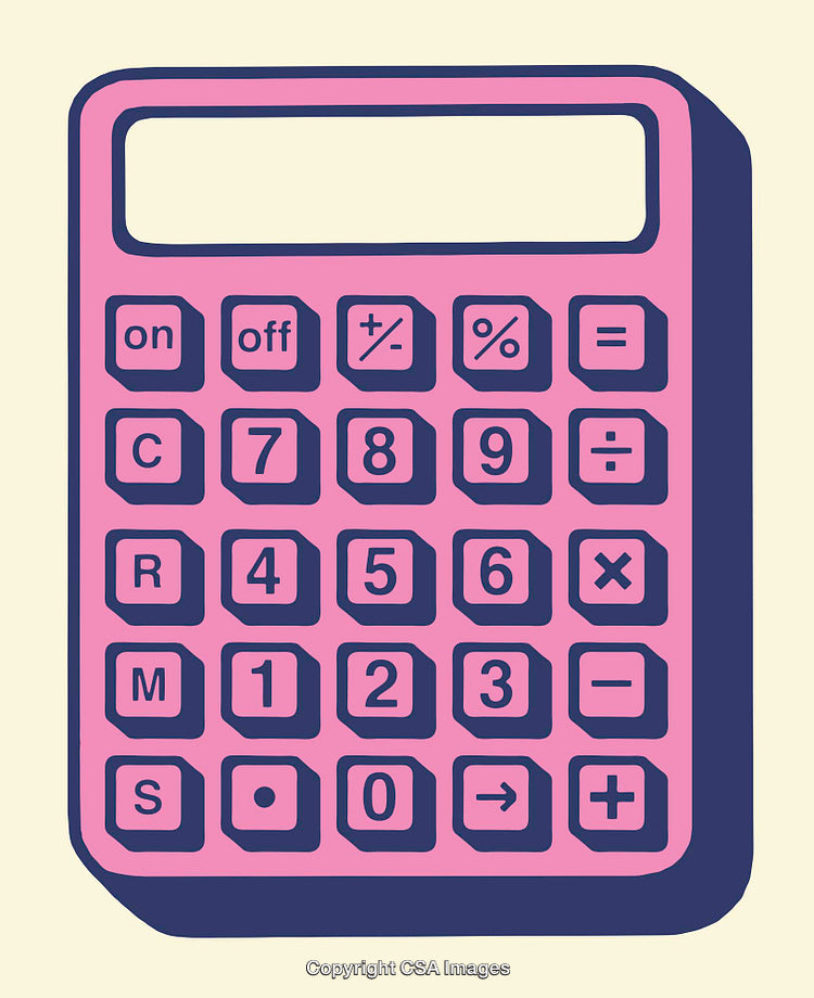 Retro Pink Calculator Illustration in Classic Line Art Style