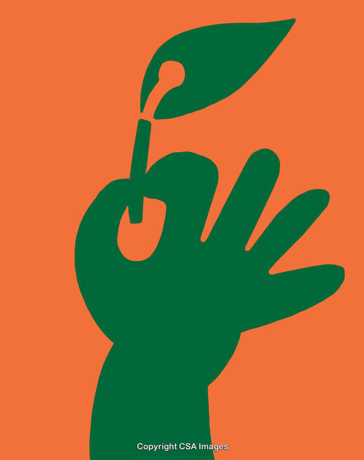 Minimalist Illustration of a Hand Holding a Leafed Matchstick