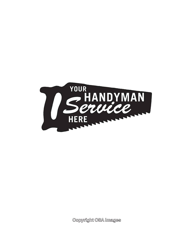 Handyman Service Saw-Shaped Logo in Black and White Design