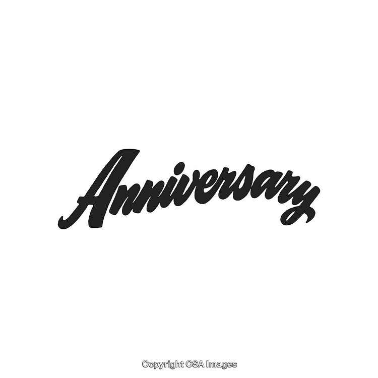 Elegant Script Anniversary Label with Classic Black and White Design