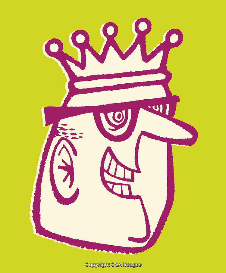 Colorful Line Art of Crowned Cartoon Character with Unique Style