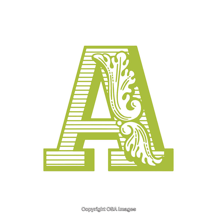 Ornate Decorative Letter A in Green Elegant Design