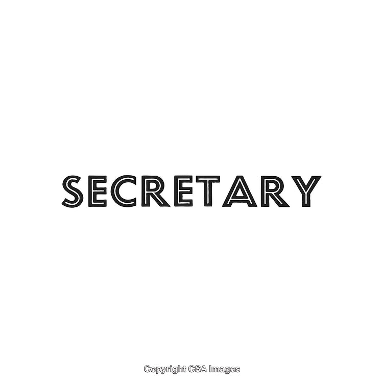 Black Text Typography of the Word Secretary on White Background