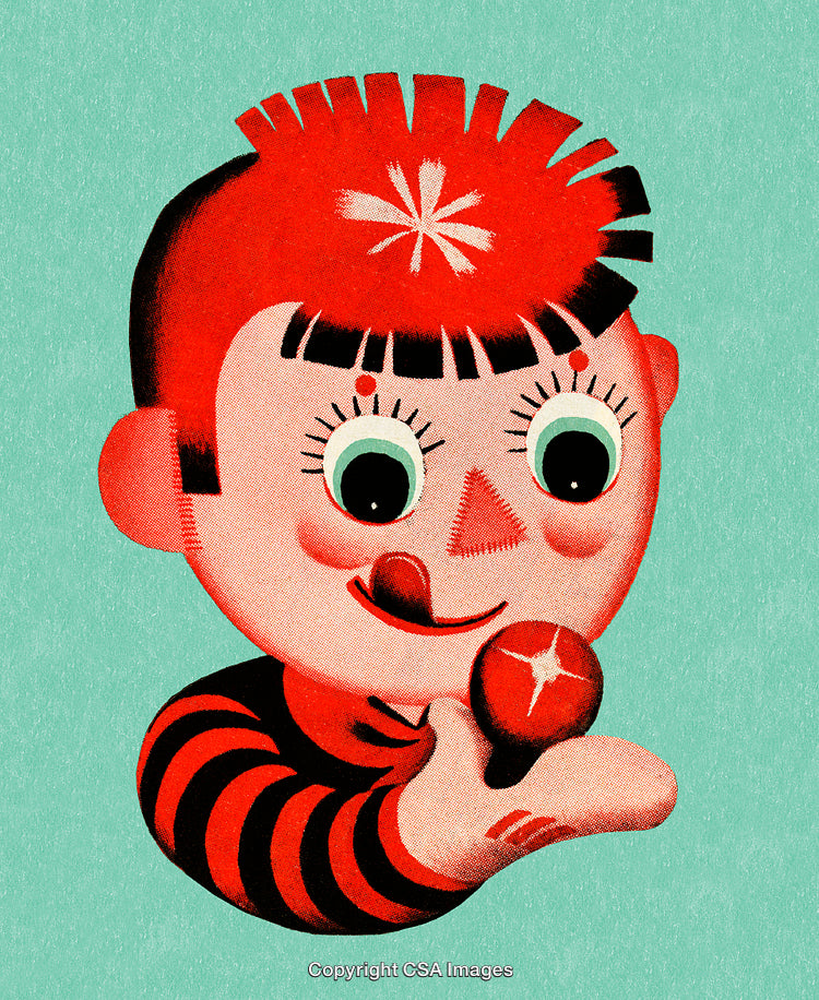 Retro Pop Art Illustration of a Child Holding a Lollipop