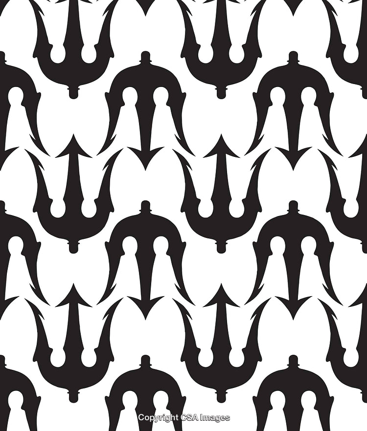 Seamless Black Trident Pattern on White Background for Stylish Designs