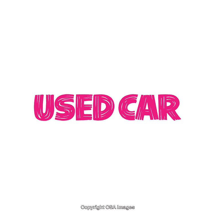 Pink Sketch Styled Typography Featuring the Words 'Used Car' on White