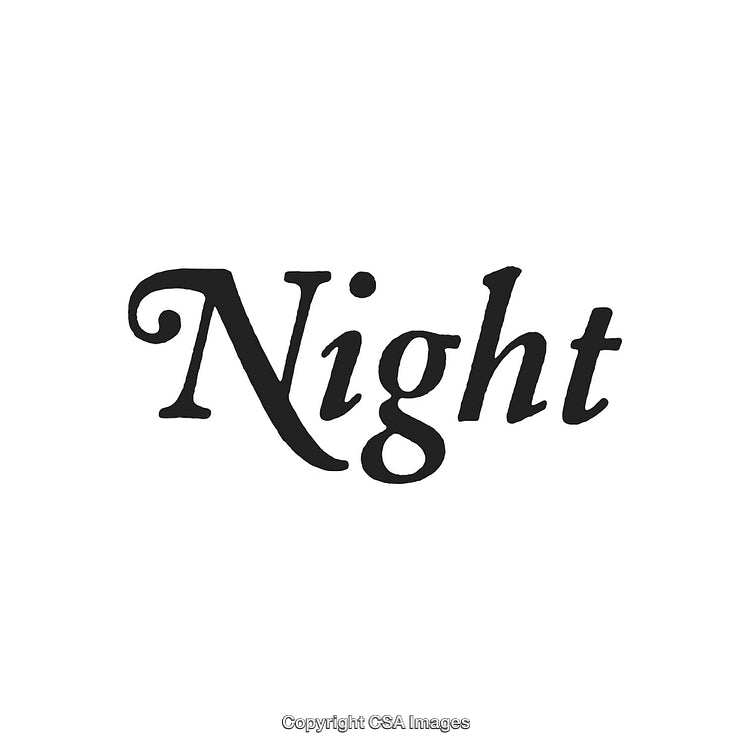 Elegant Black 'Night' Word Design with a Minimalistic Style on White Background