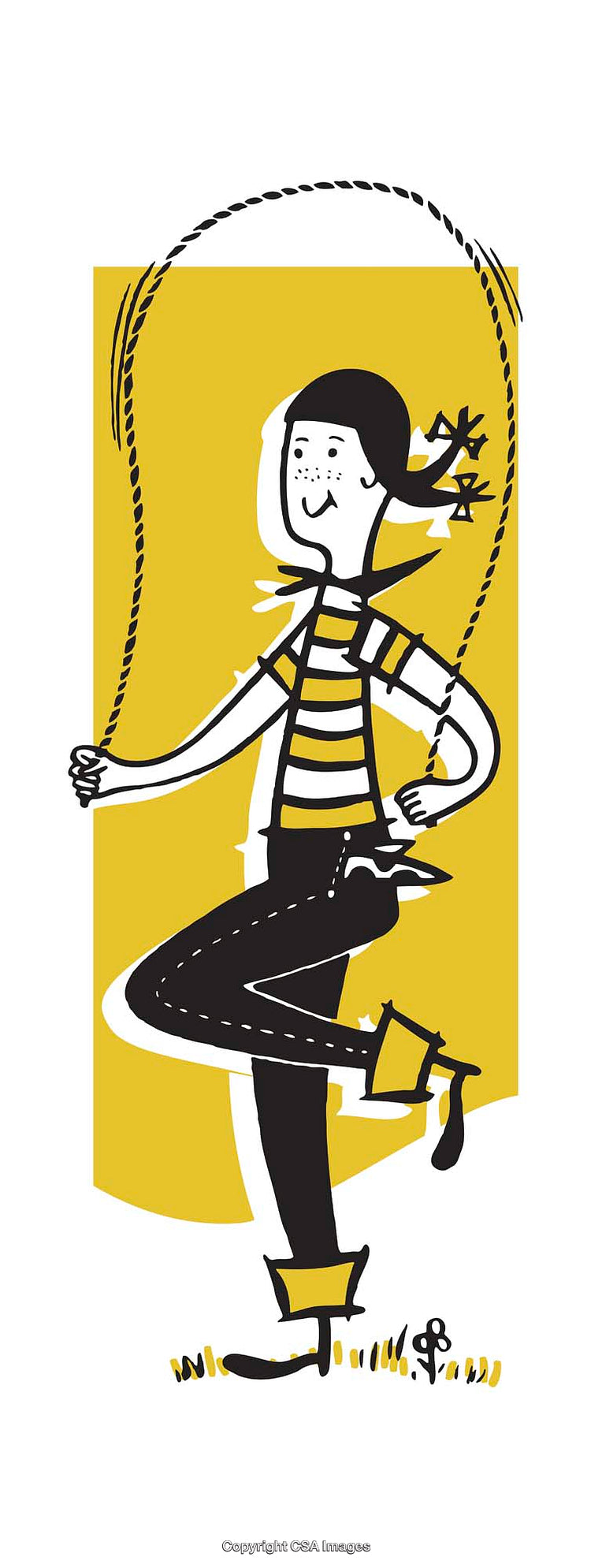 Whimsical Illustration of a Child Joyfully Jumping Rope in Playful Setting