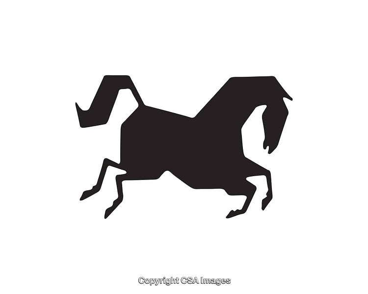 Abstract Black Silhouette of a Geometric Horse on White Background