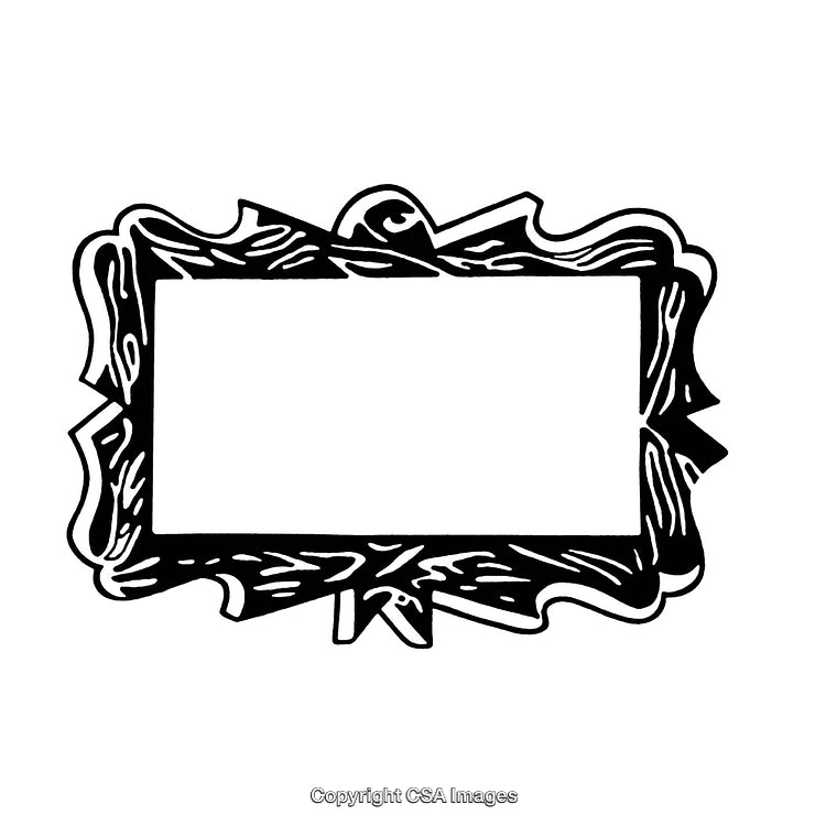 Decorative Black and White Border Design with Abstract Motifs