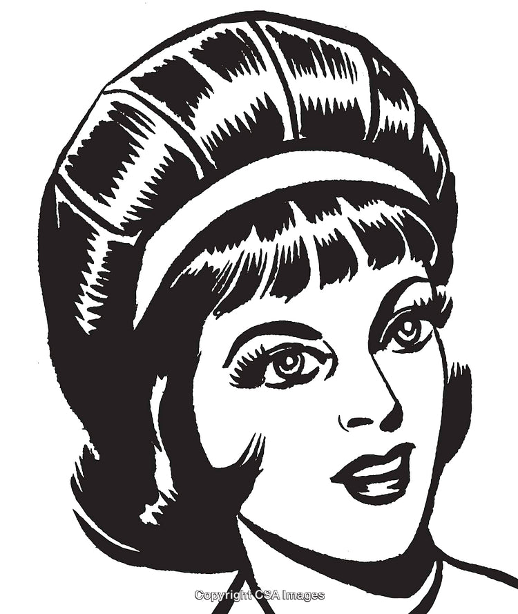 Vintage Illustration of a Woman With Styled Hair in Retro Black and White